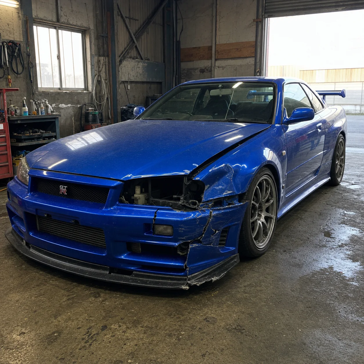 Nissan Skyline danificado