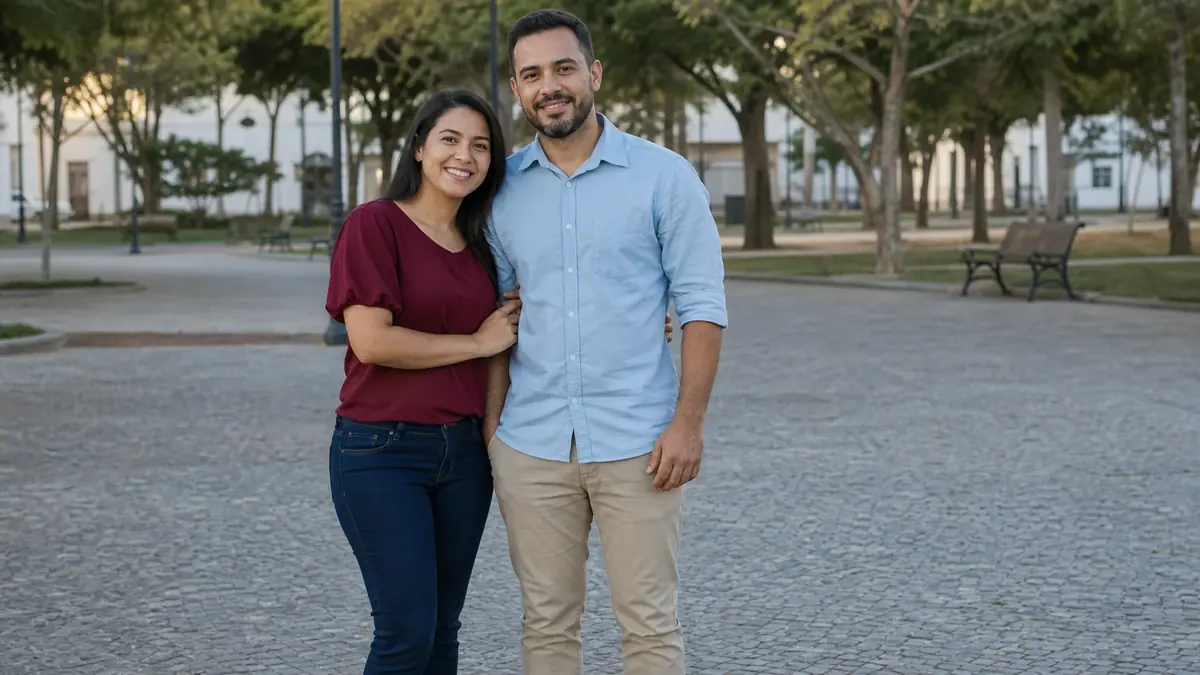 Casal em praça